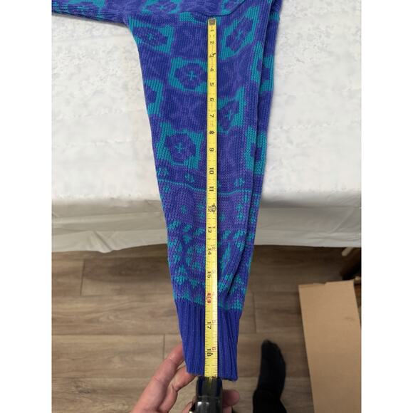 WOMENS 90s Tone PURPLE & Teal VINTAGE EDELWEISS SKIWEAR SWEATER - Picture 10 of 10